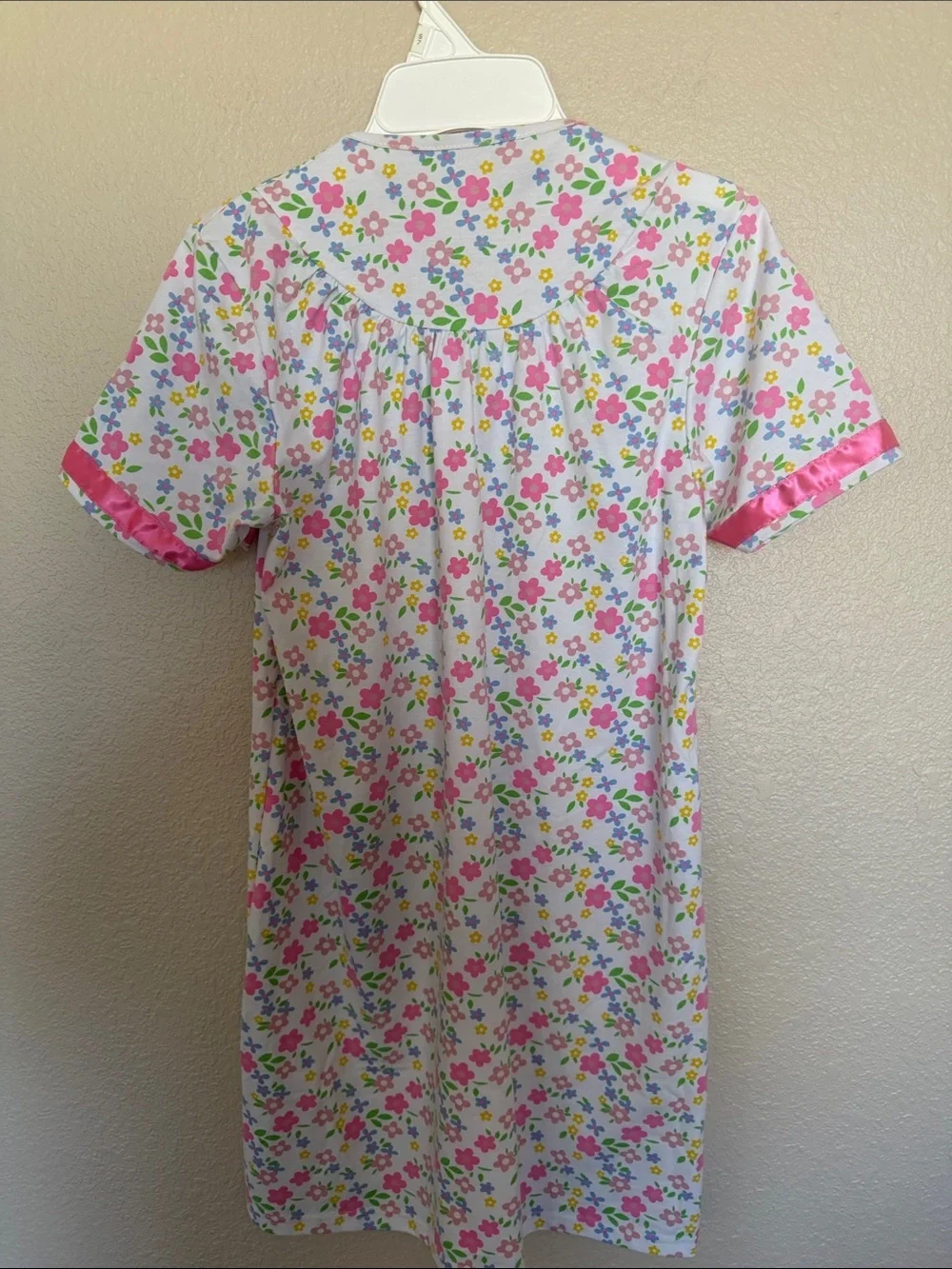Girls Pink Cardigan Over Floral Night Gown